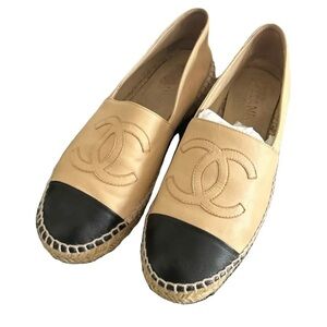 Beige and Black Chanel Espadrilles